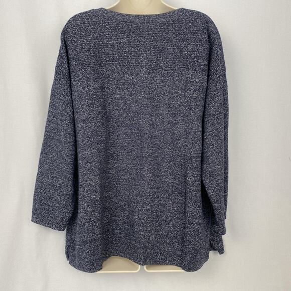 Talbots Sweater Womens 2X Petite Blue Marled Button Shoulder Boat Neck 2XP - Picture 5 of 11